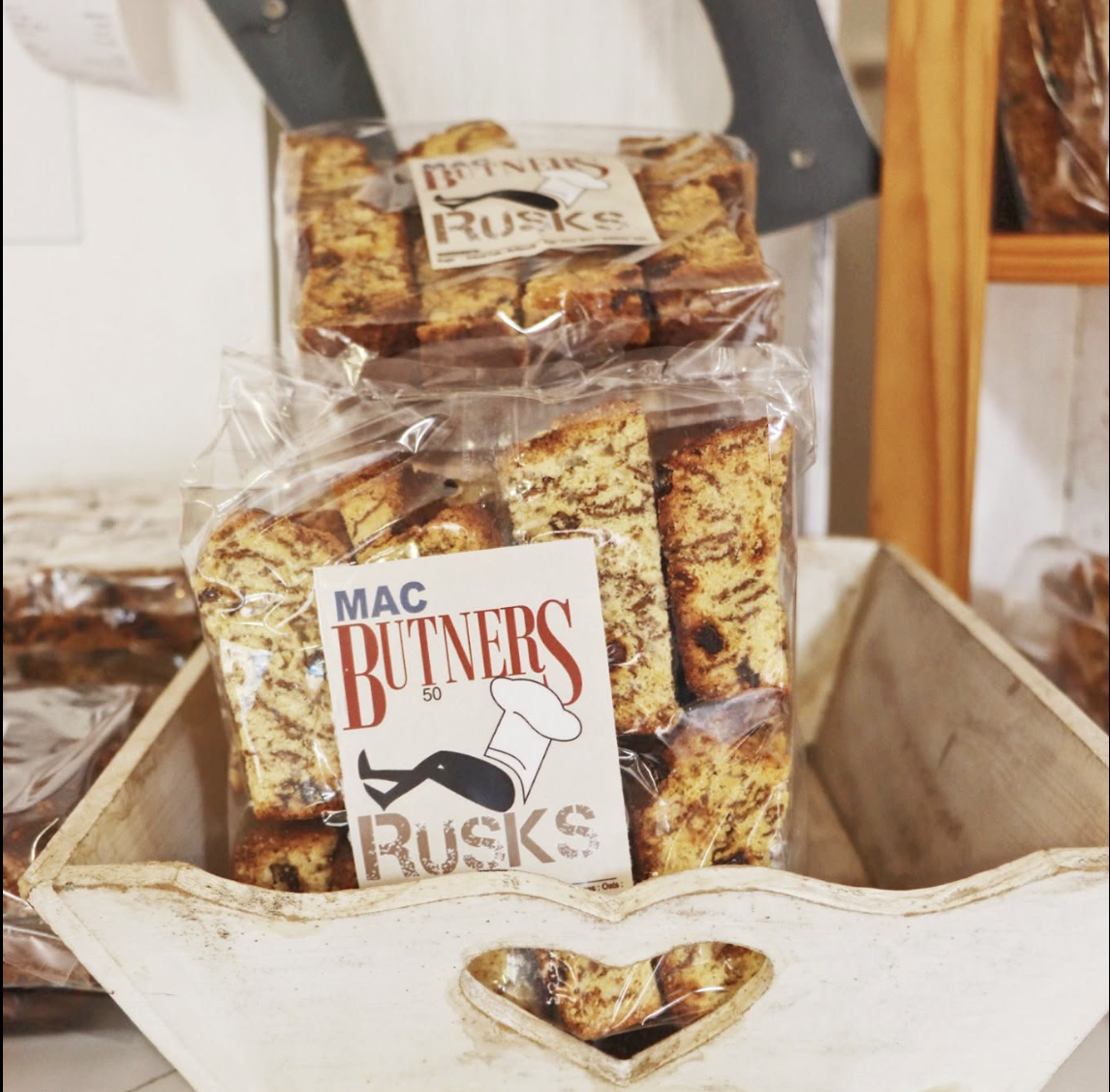 Mac Butners rusks packaged for tea-time treats
