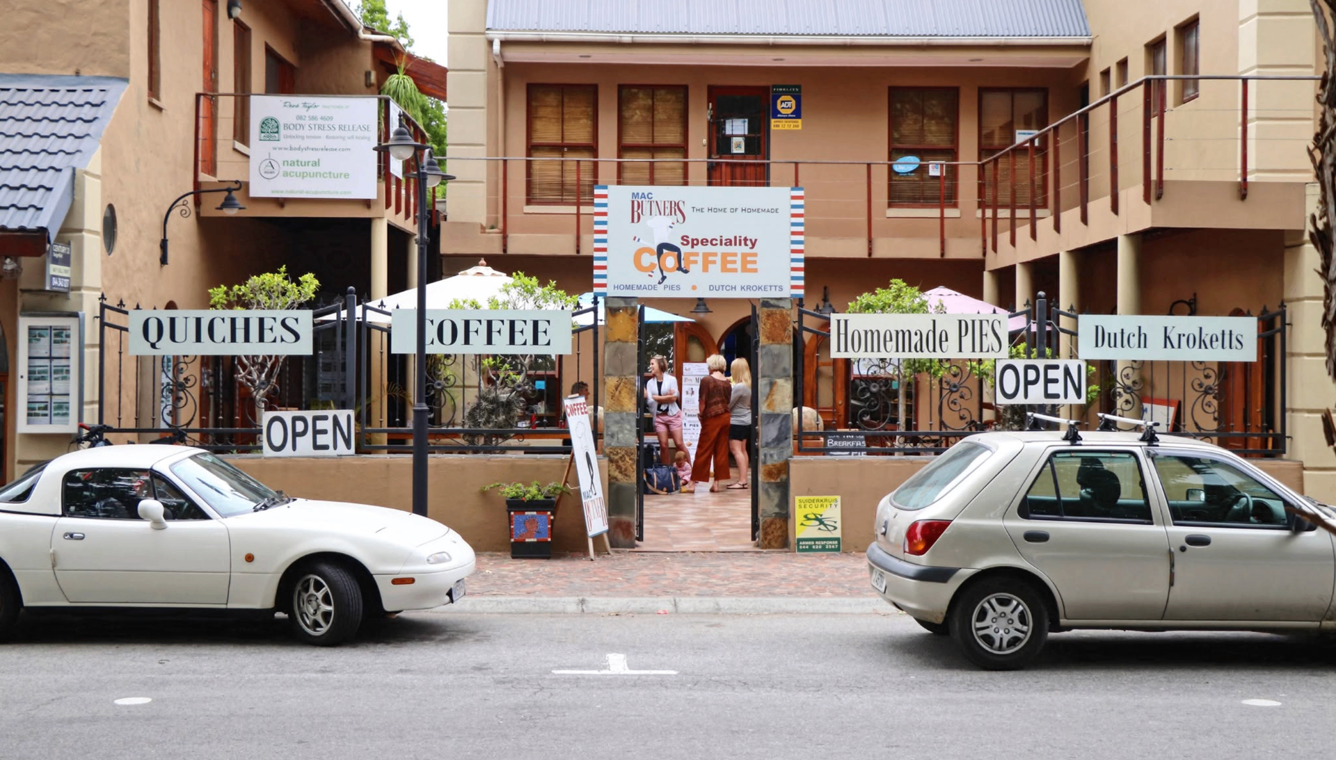 Mac Butners storefront and courtyard in Sedgefield